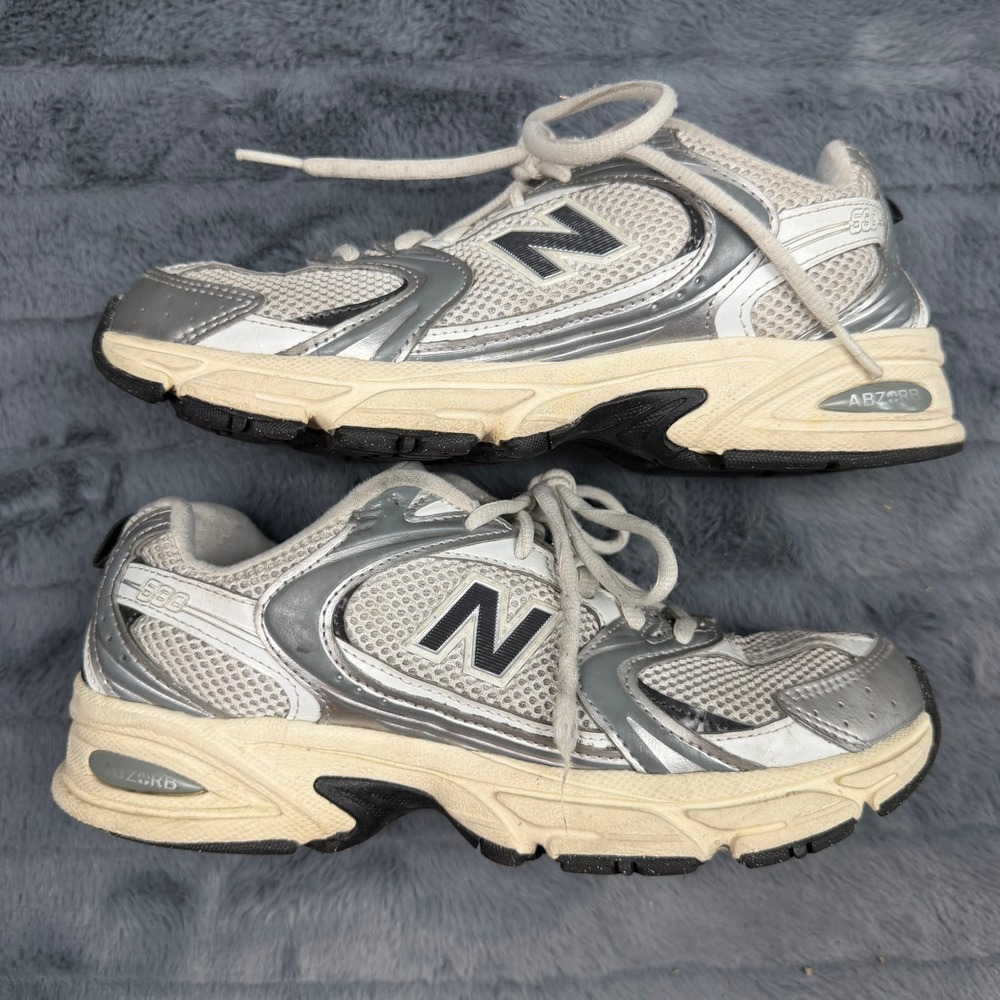 New Balance 530 Silver White Metallic Running Shoes U530ESA Mens 5.5 Womens 7